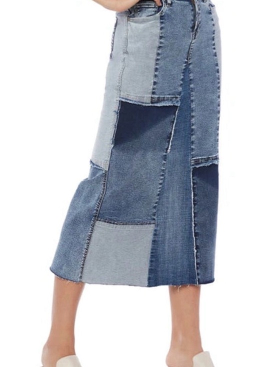 Wash Lab Dresses & Skirts - Wash lab Patchwork Denim Maxi Skirt - Multi-Blue